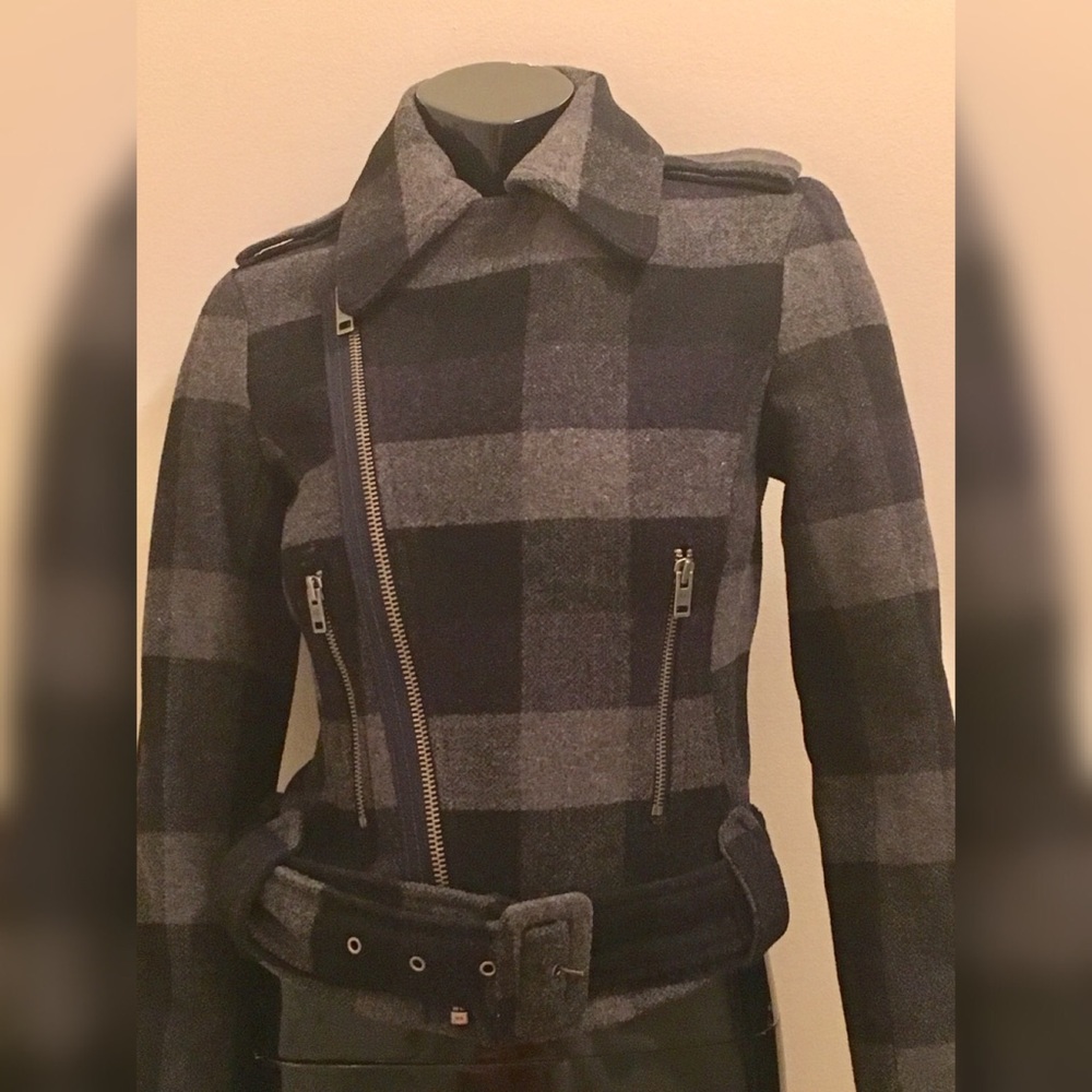 AE wool moto zip jacket coat